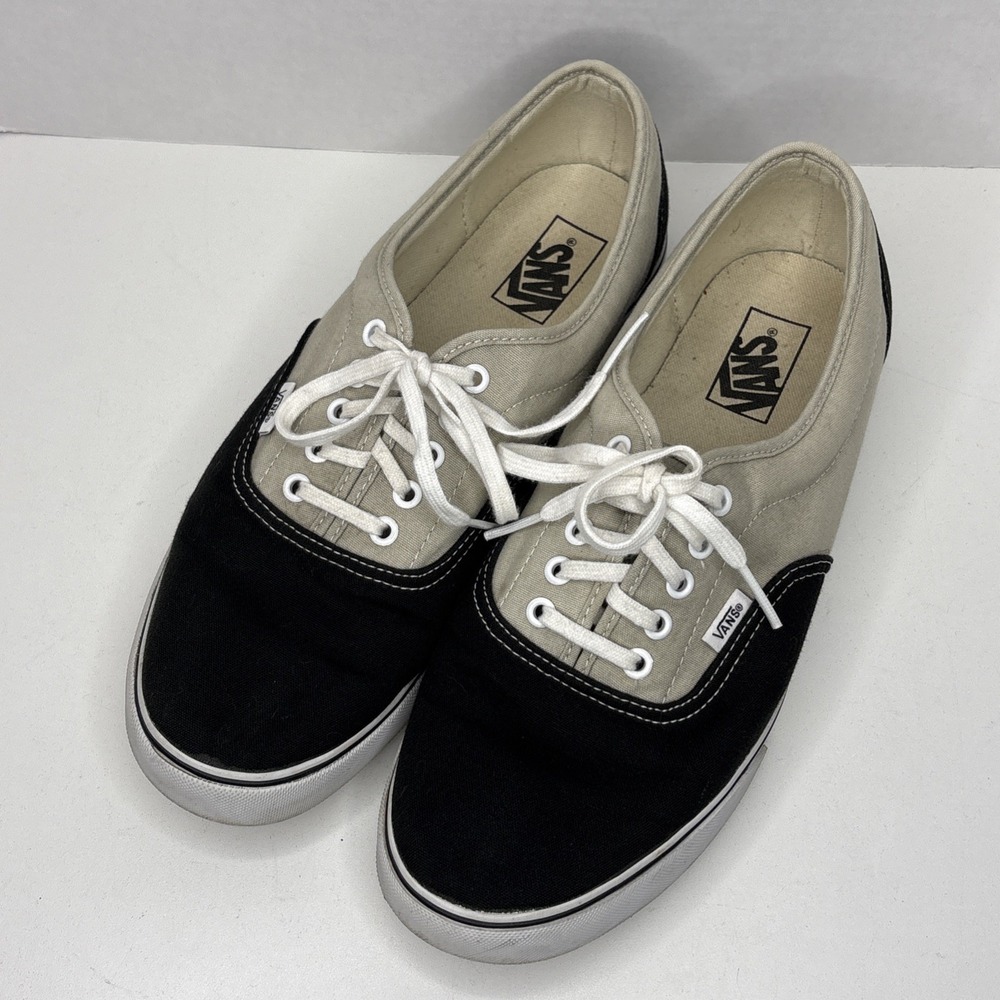 Vans Era Sneaker Mens 12 Two Tone Black Khaki Canvas Lace Up Skate Shoe